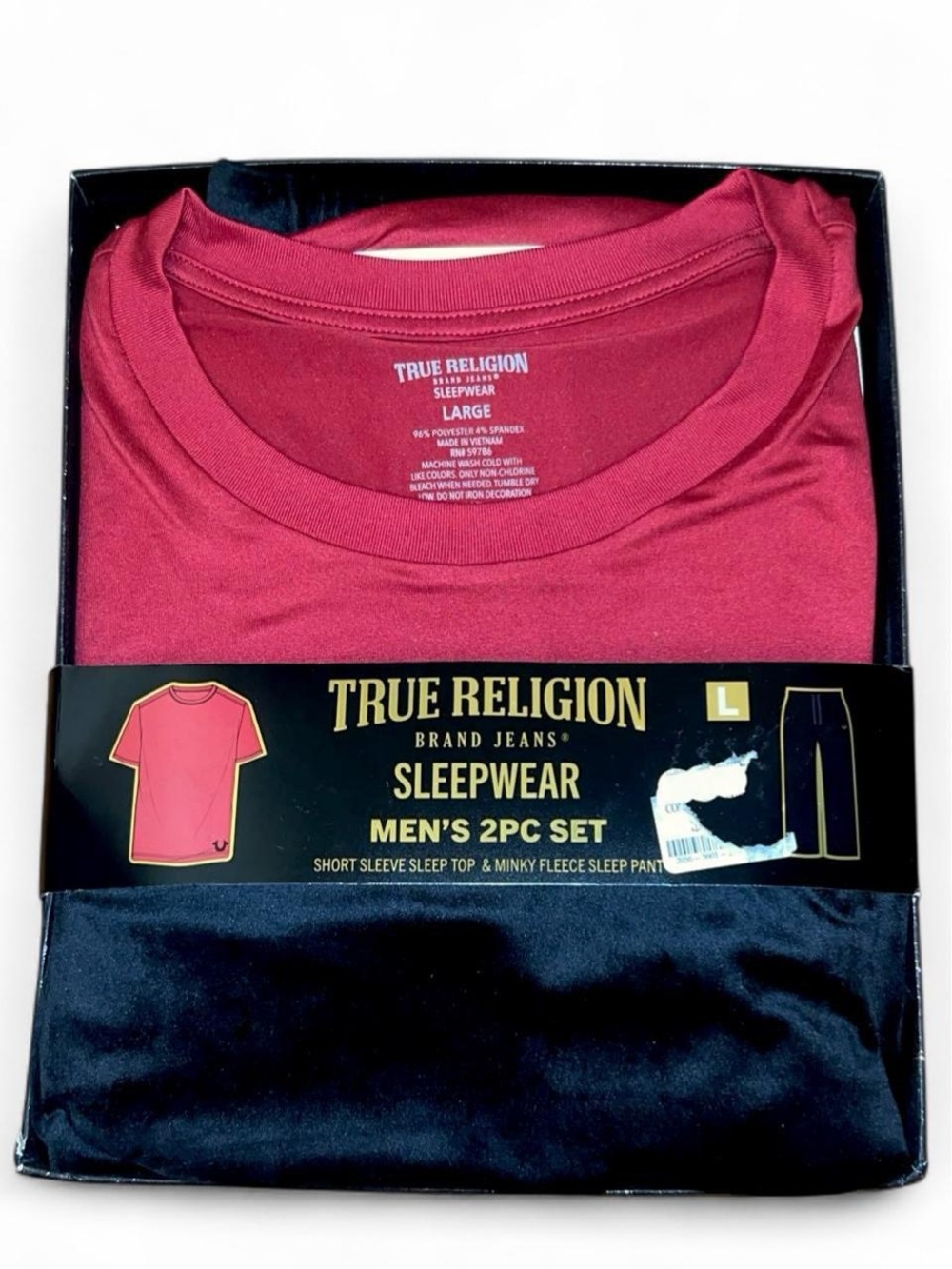 True Religion Men’s 2PC Sleepwear Set Red/Black NWT Size Large